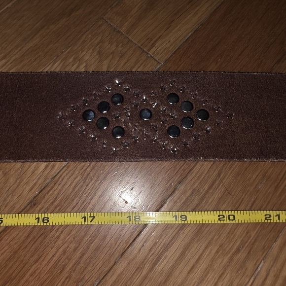 VINTAGE HOLLISTER EXTRA WIDE Brown Leather Belt Silver Buckle RARE 41\
